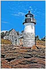 Rocky Shore by Marshall Point Light in Maine - Digital Painting